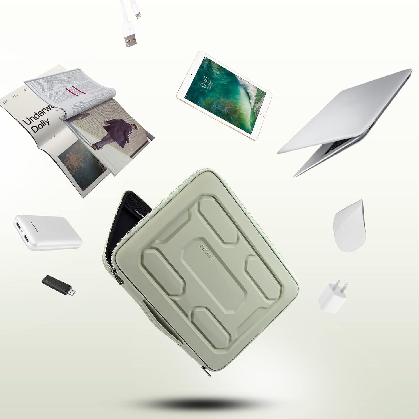 DOMISO 17 inch Laptop Sleeve with Handle Shockproof Computer Bag Waterproof EVA Protective Carrying Case for 17.3" MSI GS73VR Stealth Pro/HP Envy 17/LG Gram 17"/ROG Strix GL702VS, Mint Green