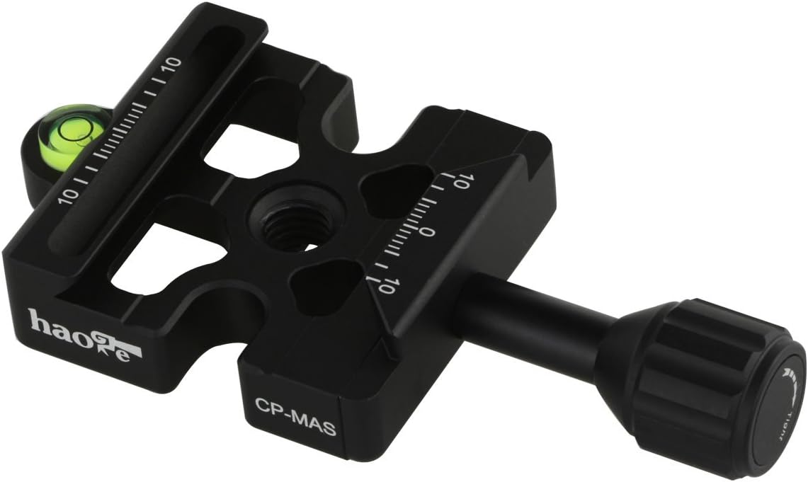 Haoge CP-MAS Screw Knob Clamp Adapter Mount for Quick Release QR Plate Camera Tripod Ballhead Monopod Ball Head Fit Arca Swiss and Manfrotto 200PL-14 RC2 Plate