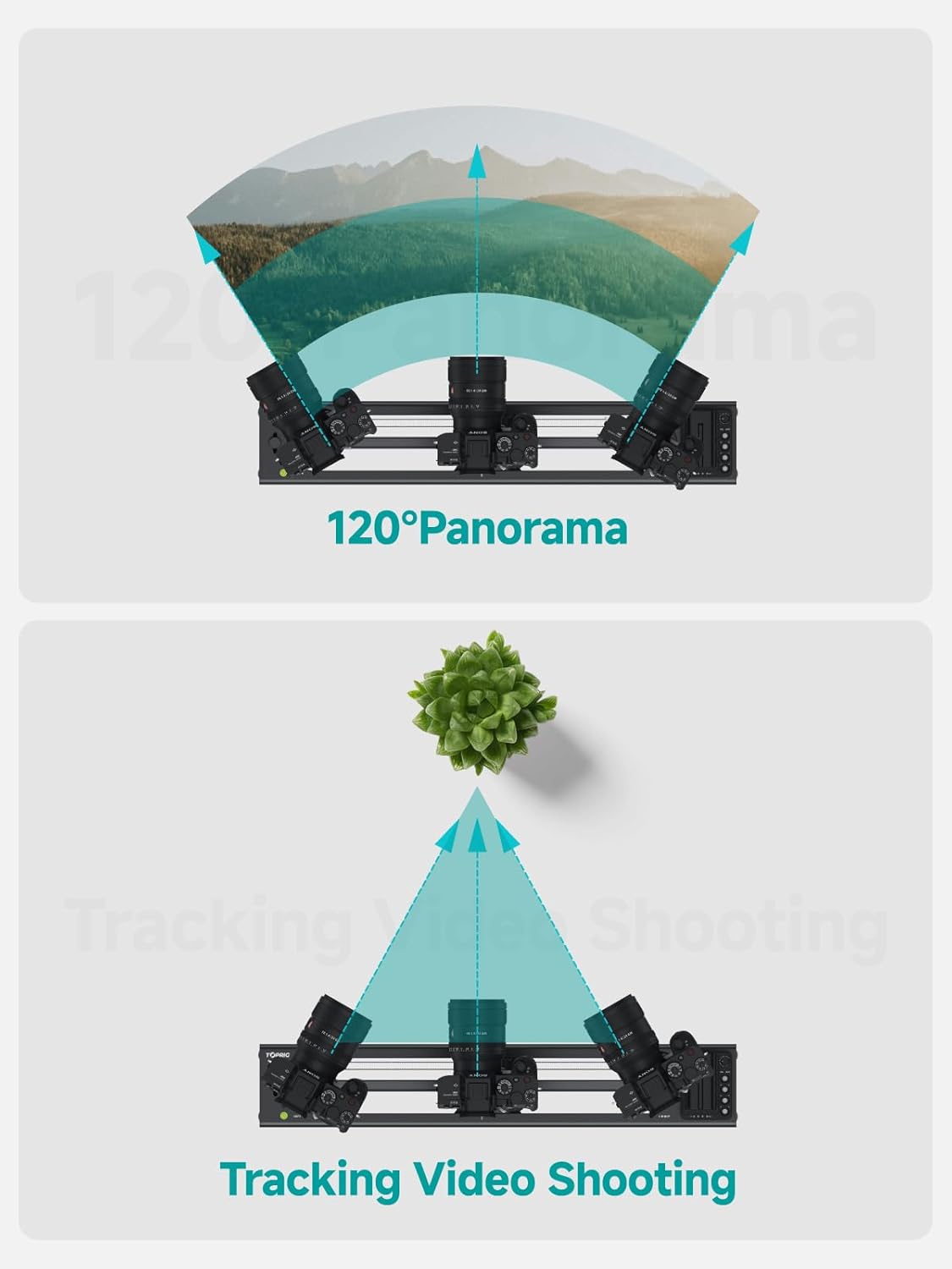 Accsoon Toprig Motorized Camera Slider, 24''/60cm Electric Video Slider with App/Button Control, 120° Panoramic Shooting, Time-Lapse/Loop Mode/Speed Konb, Compatible with DSLR,GoPro,Insta360,Phone