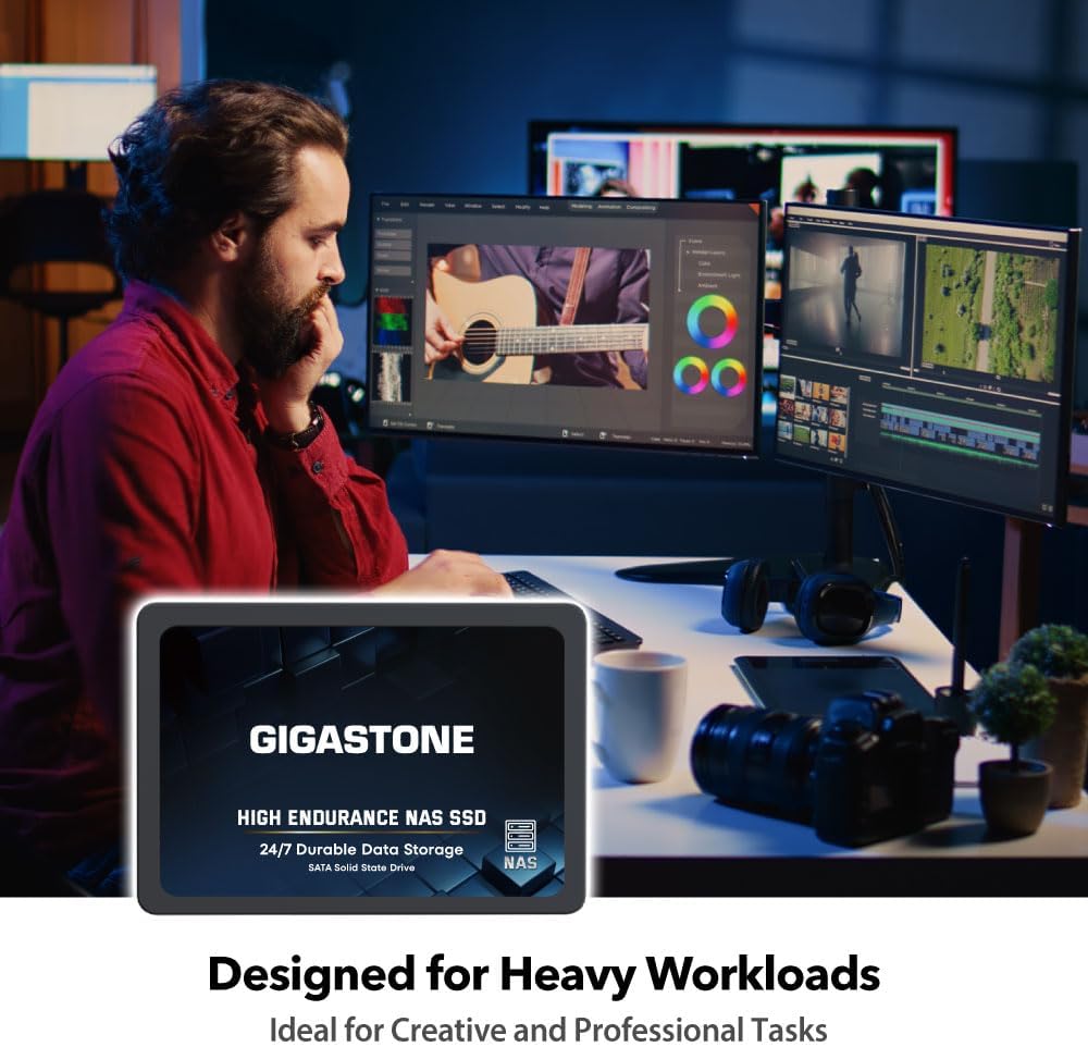 Gigastone 1TB NAS SSD Drive (6-Pack) 24/7 Durable TLC High Endurance RAID Data Storage Network Attached Storage 2.5" SATA Internal Solid State Hard Drives