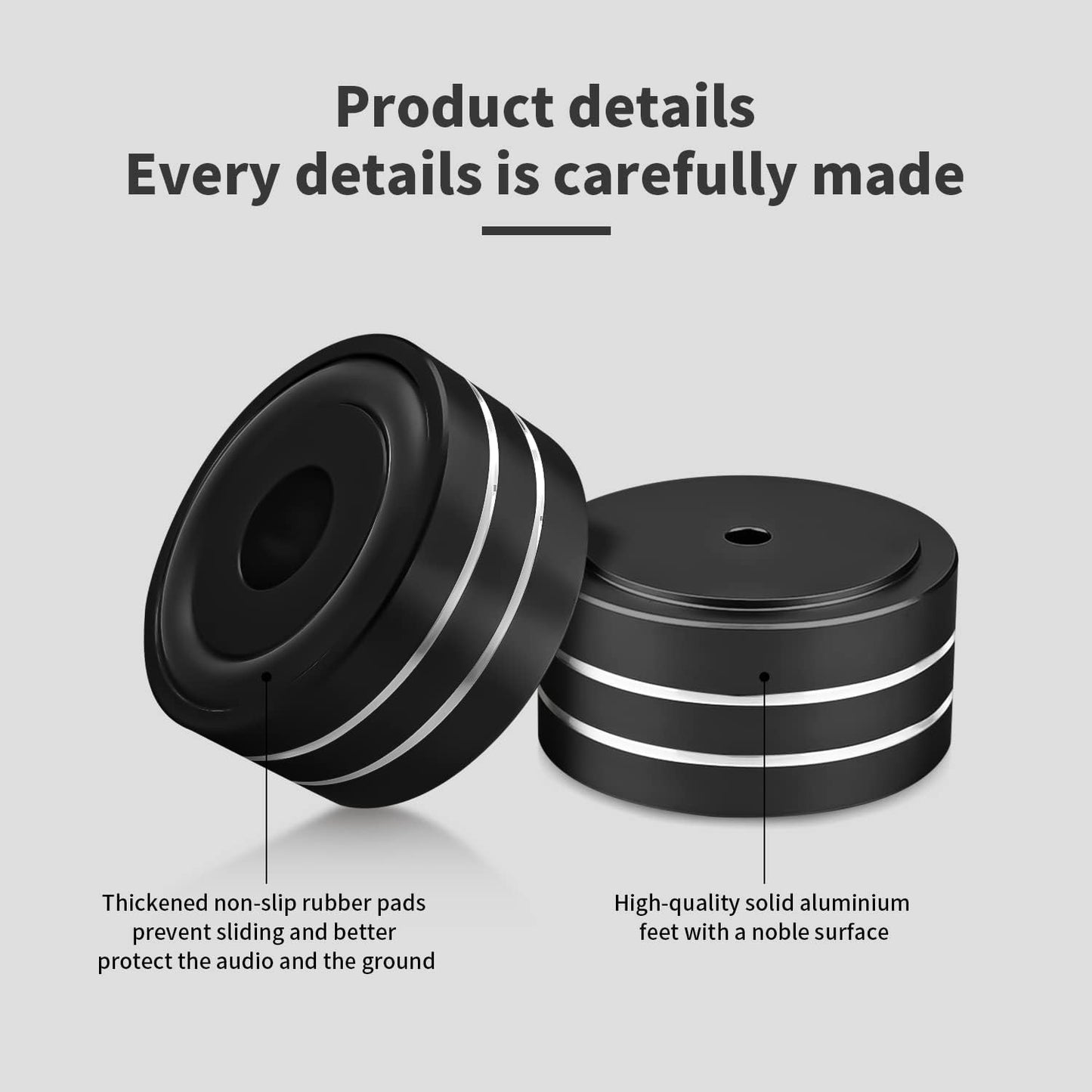 Audiocrast 4X HiFi Speaker Spikes Isolation Stand Feet Pad Aluminum 40x20mm Audio Isolators Amplifier Shock Absorber Non-Slip Hi-End Floor Protector for Subwoofer DAC CD Turntable Amp