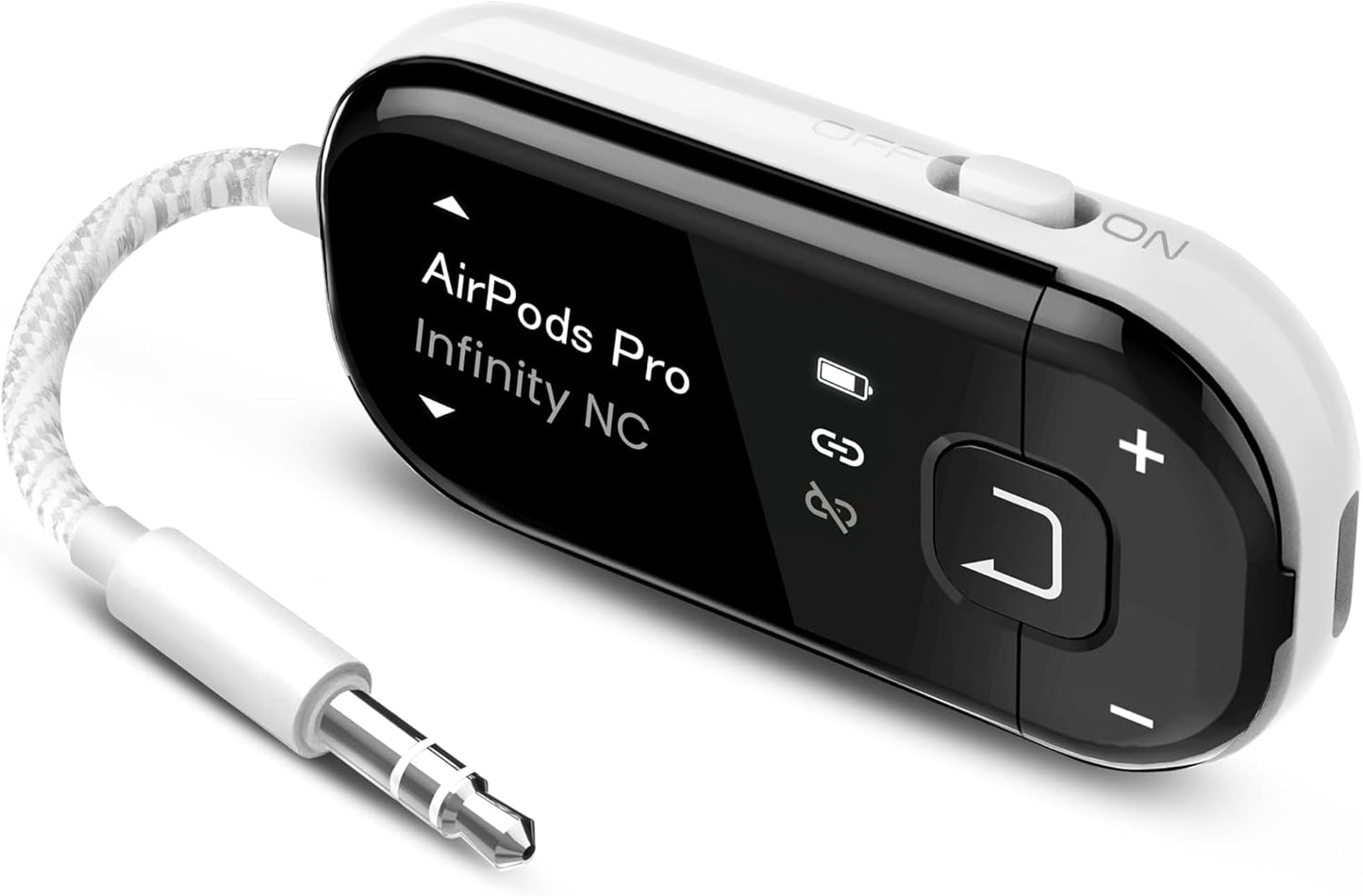 Avantree Voyager - Airplane Bluetooth Adapter for Headphones & AirPods, Bluetooth 5.4 with Latest Auracast & OLED Display, Qualcomm Chip, aptX Adaptive, Wireless Audio Transmitter for Travel & Flight