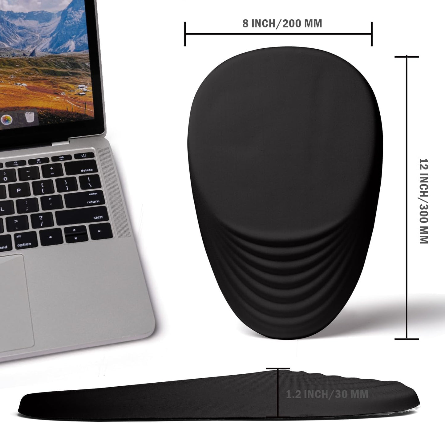 Ergonomic Mouse Pad with Wrist Rest Support, Entire Memory Foam with Non-Slip PU Base, Wireless, Black