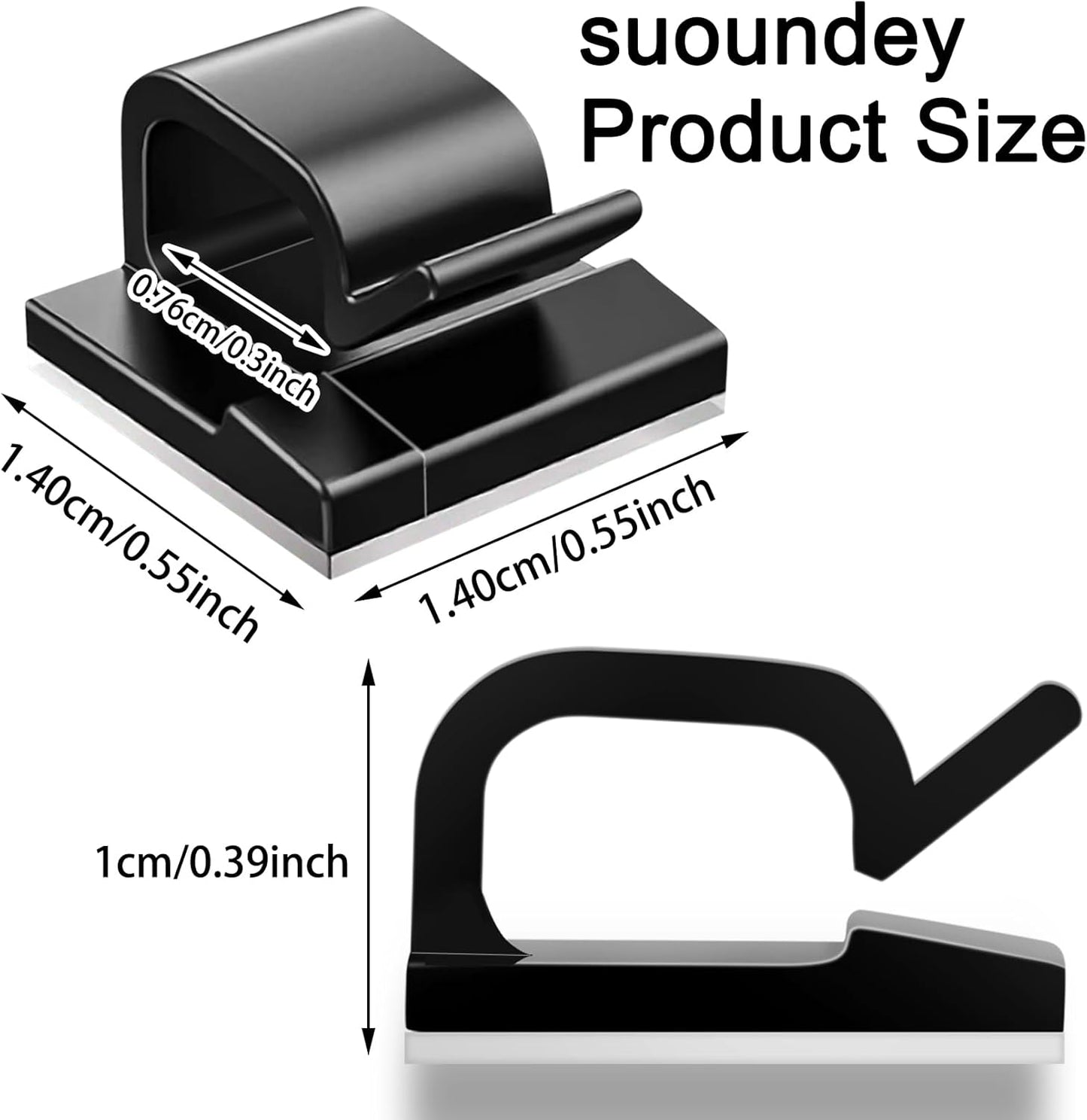 100 Pcs Cable Clips, Adhesive Cable Organizer Cord Holder Wire Clip Wire Management Self Adhesive Hooks Wire Holder for Office, Home, Black