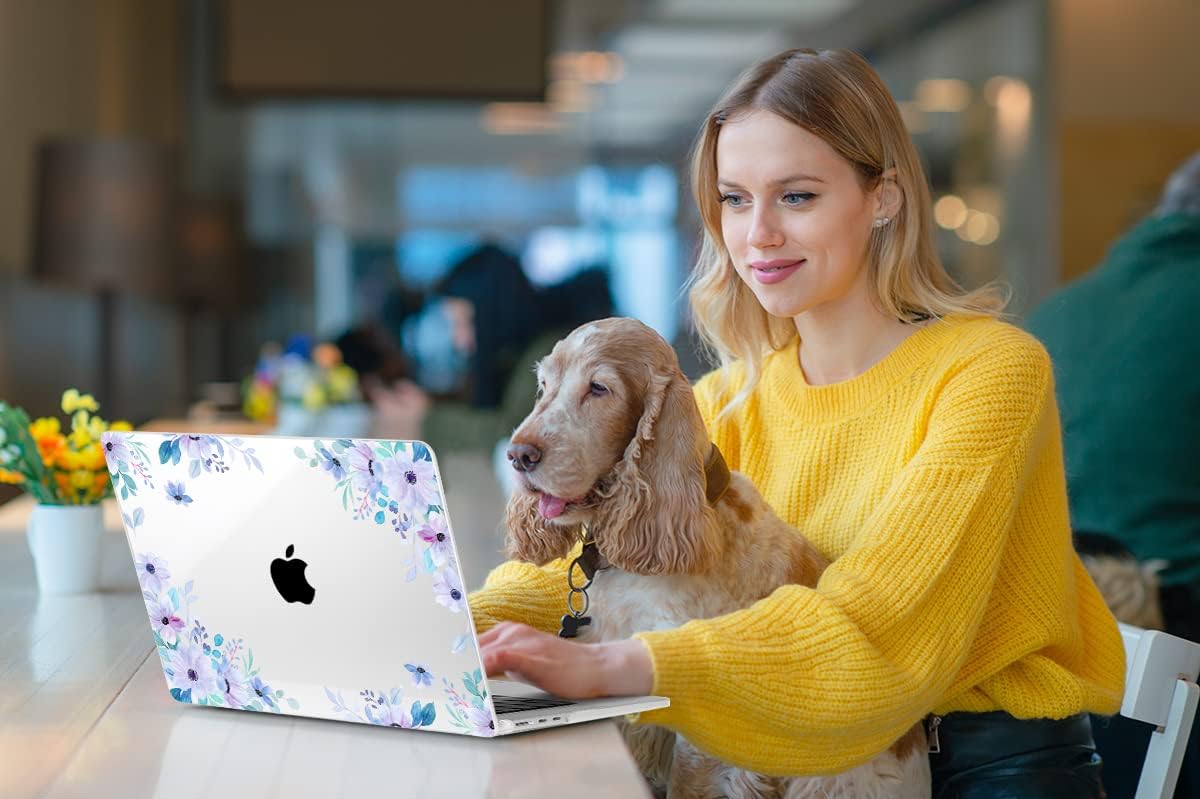 MEEgoodo Case for MacBook Air M4/M3/M2 13.6 inch 2025 2024 2022, Fit Model A3240 A3113 A2681, Compatible with MacBook Air 13 inch, Laptop Hard Shell Case with Keyboard Cover, Soft Purple Floral