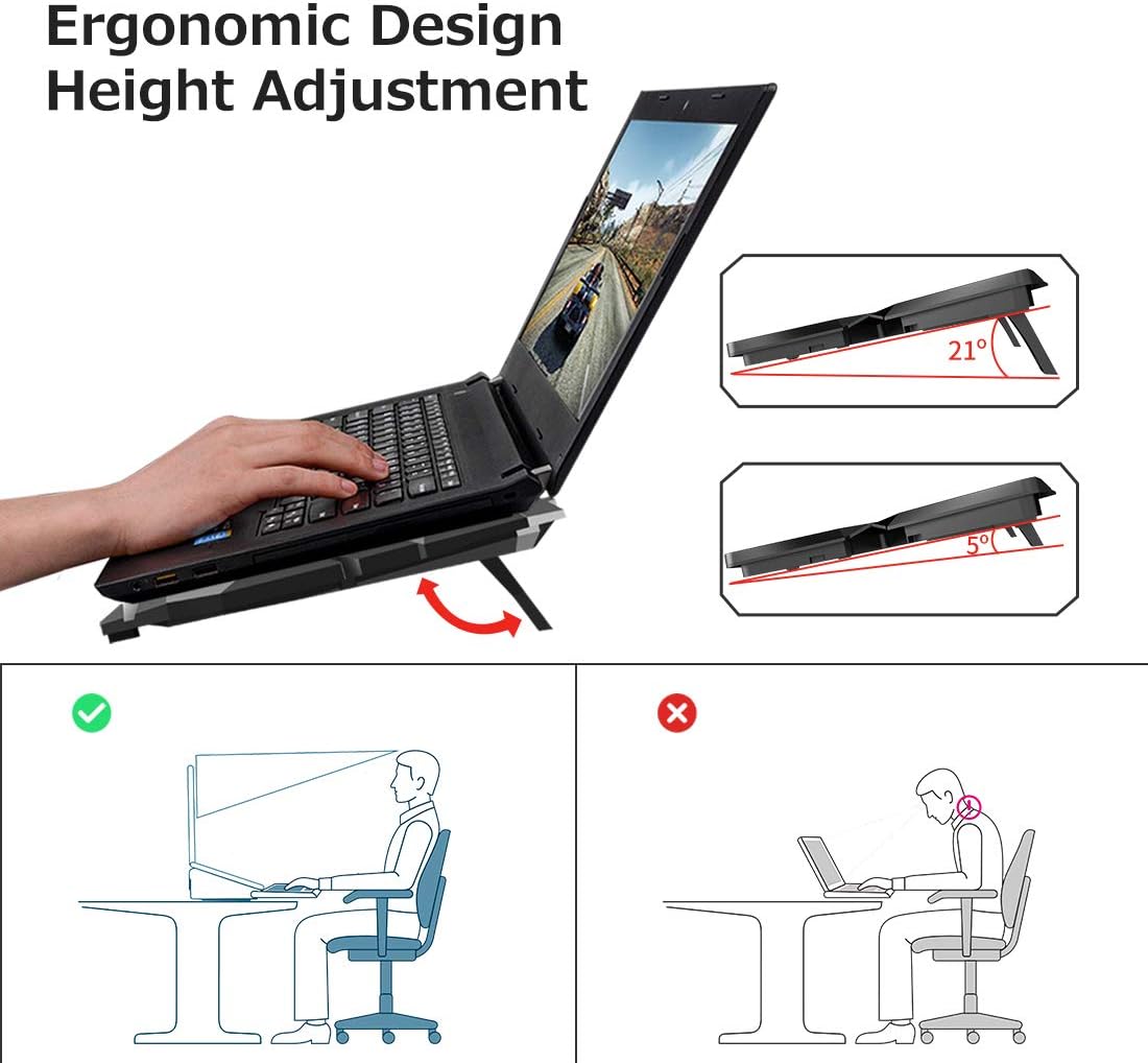 Laptop Cooling Pad, Laptop Cooler with 6 Quiet Led Fans for 15.6-17 Inch Laptop Cooling Fan Stand, Portable Ultra Slim USB Powered Gaming Laptop Cooling Pad, Switch Control Fan Speed Function (Red)