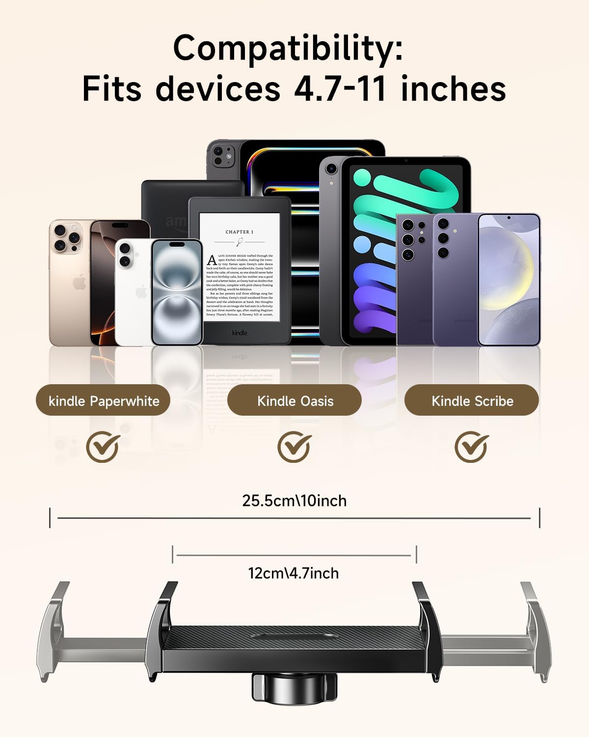 Floor Stand for Kindle with Remote Page Turner, Holder Stand for Reading in Bed with Clicker – for Kindle Paperwhite, Oasis,Tablet, iPhone and More 4.7-11 inch,Pink Remote