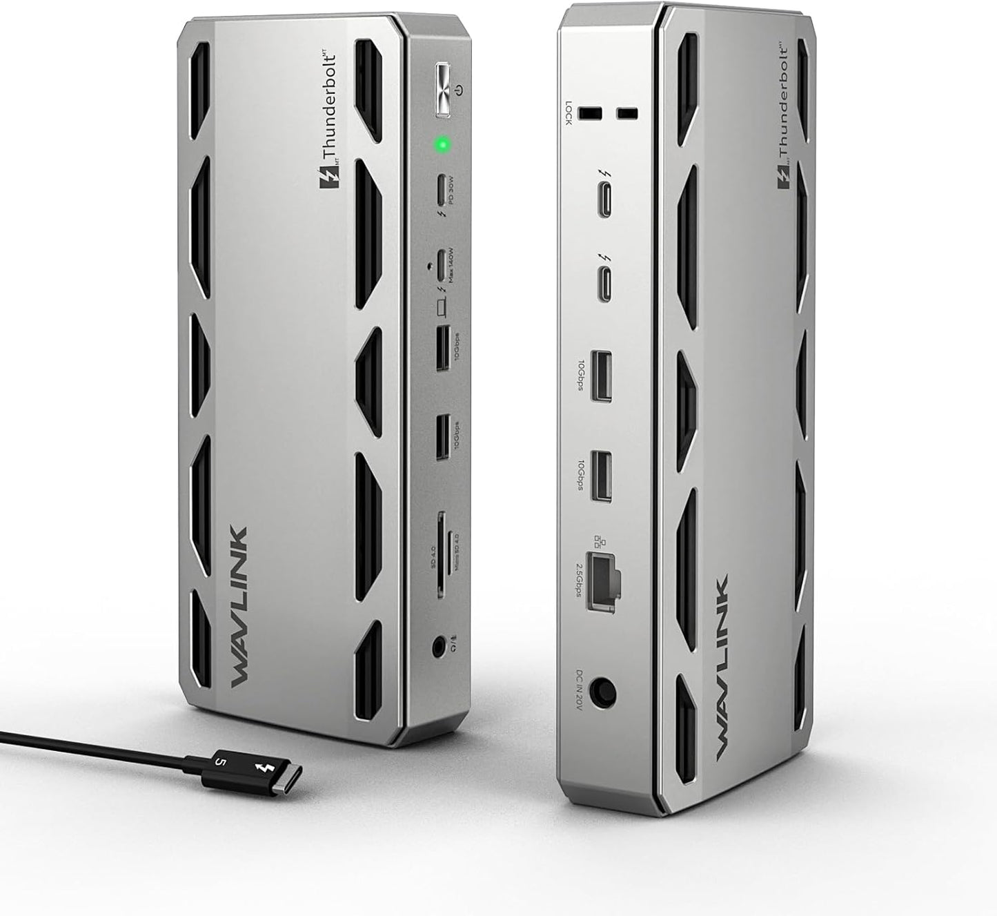 WAVLINK Thunderbolt 5 Docking Station, 12-in-1 Thunderbolt 5 Dock with 120Gbps Max Transfer, 140W PD, 2.5G Ethernet Port, 4X USB-A 3.2 Gen 2, SD 4.0, 8K Display for Thunderbolt 5/4 Laptops