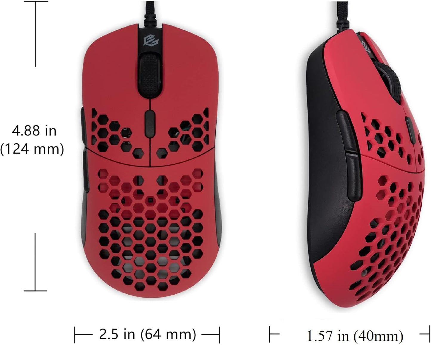 G-Wolves Hati HTM/HT-M Medium 56g Ultra Lightweight Honeycomb Wired Gaming Mouse, PixArt 3389 Sensor 16000 DPI, 6 Programmable Buttons, Low Latency, for PC/Mac (Faze Red)