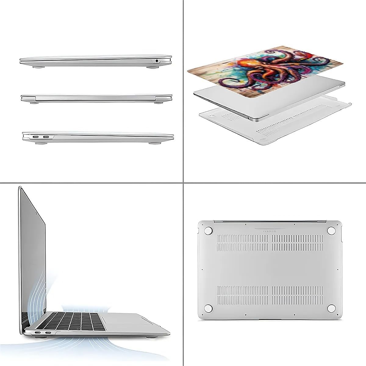 Compatible with MacBook Air 13.3 13.6 Inch Case 2022 2021 2020 2019 Plastic Hard Shell Case Cover,13.6 Air (A2681) M2 2022, Octopus