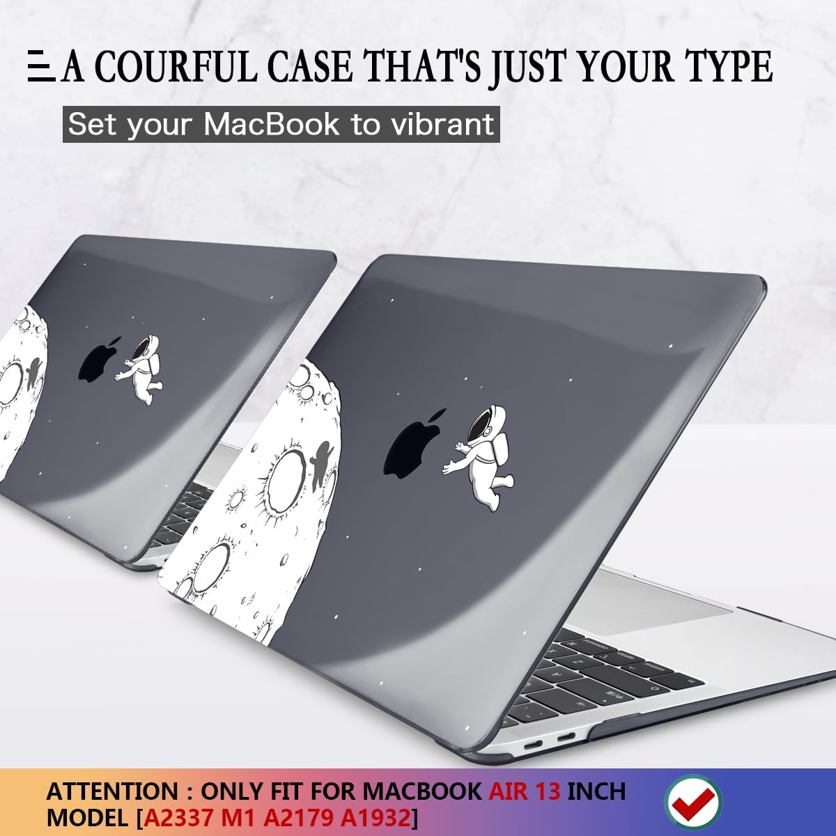 CISSOOK Case Compatible with MacBook Air 13 Inch 2021 2020 2019 2018 Release Model A2337 M1 A2179 A1932, Clear Black Hard Shell with Keyboard Cover for MacBook Air13 2020 with Touch ID, Astronaut