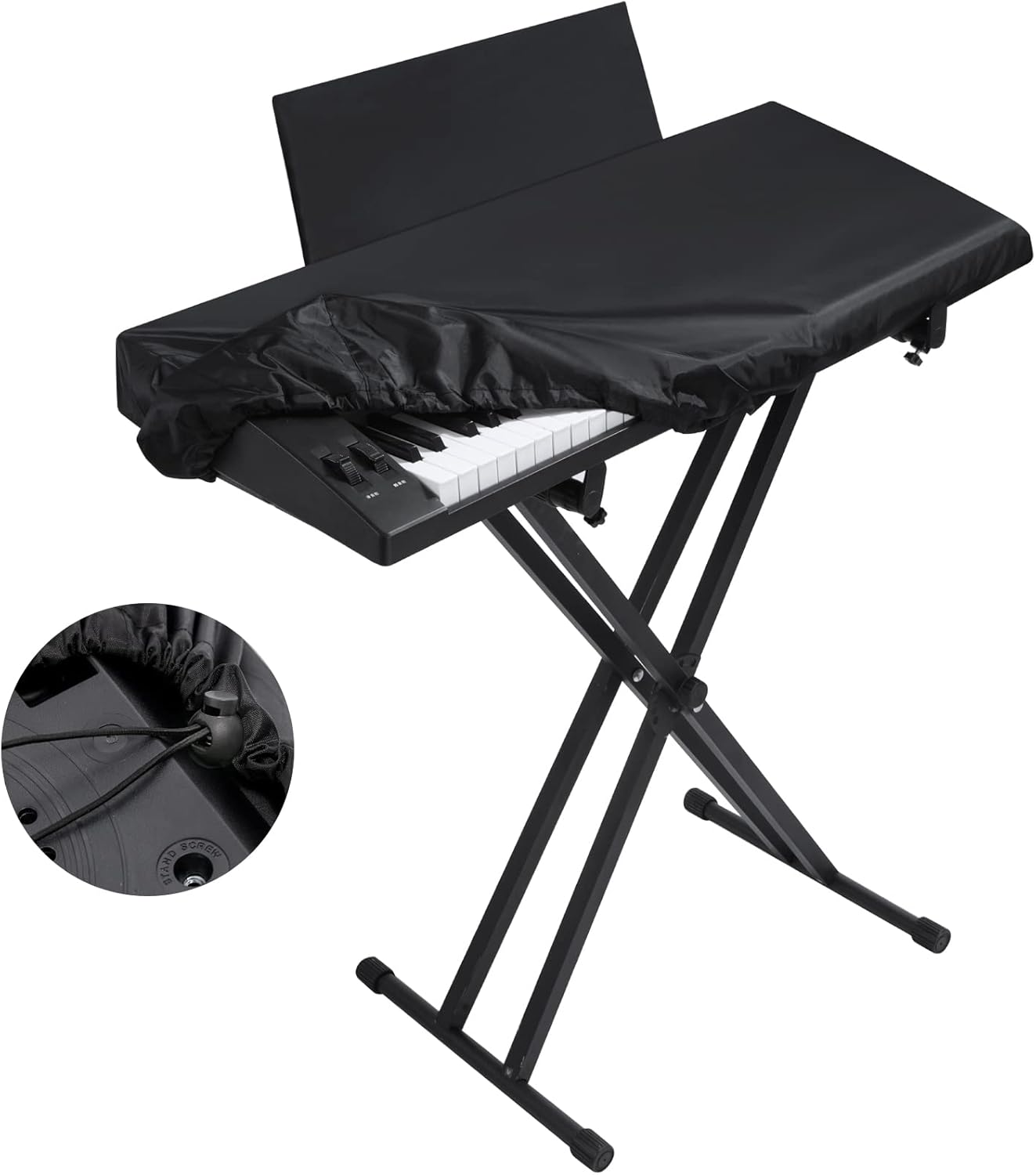 Stretchy Electric Piano Keyboard Covers - Waterproof Elastic Lock Music Keyboard Protector (61 Keys, Black)