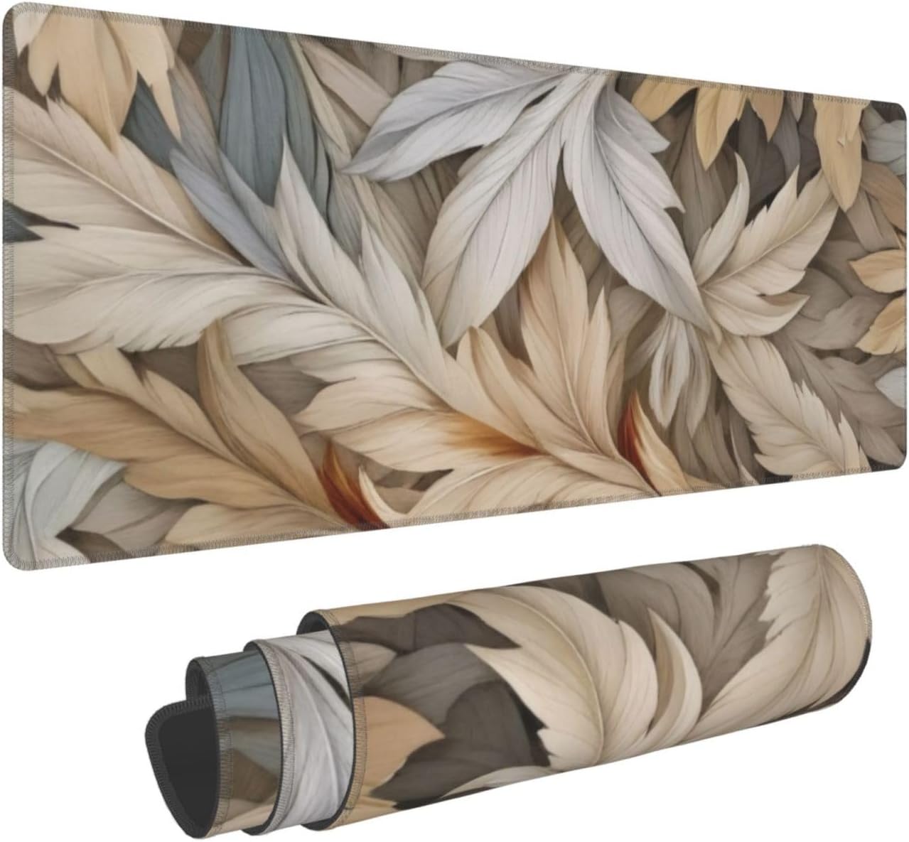 Gaming Mouse Pad, Large Non-Slip Rubber Base Mousepad, Keyboard Mouse Mat, Desk Pad with Stitched Edges, 31.5x11.8inch, Autumn Leaves