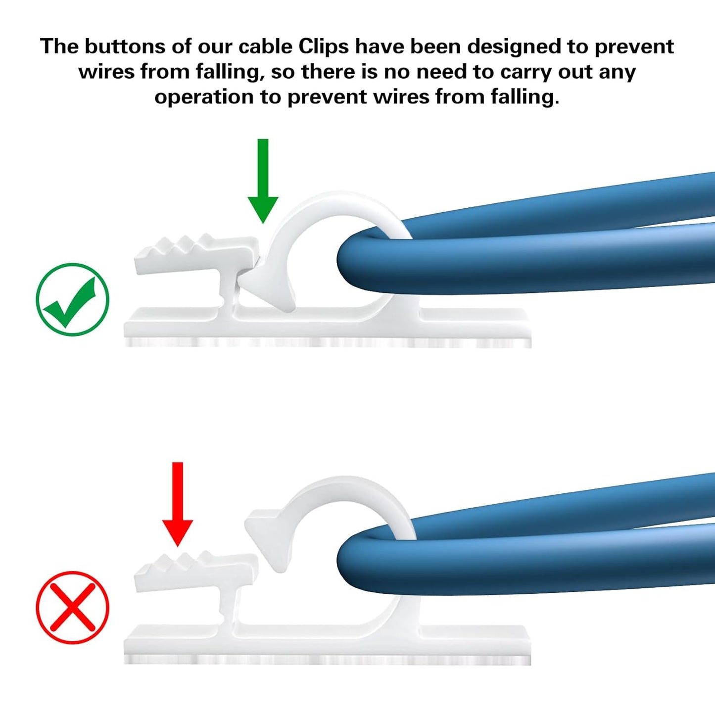 XHF 100pcs Adhesive Cable Wire Clips White, Outdoor Cable Management Wire Organizer Cord Holder for Under Desk, Car, Wall, TV PC Ethernet Cable