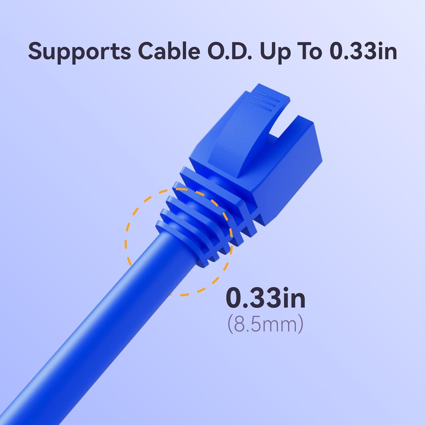 CableGeeker 100-Pack Cat7 / Cat8 RJ45 Strain Relief Boots, RJ45 Boot, Cat 6 Boot, Cat6 Ethernet Boots, Suitable for 8.5mm(0.33in) Ethernet Cables (Square-Press Blue)