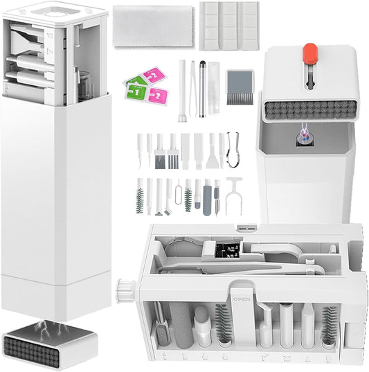 Cell Phone Cleaning Kit,iPhone Cleaning Kit for Charging Port Cleaner Keyboard Cleaning Kit for Airpods/Android/USB C/Earbuds/Laptop/iPad Screen with Stylus Pen,SIM Tool(White, with Putty and Cloth)