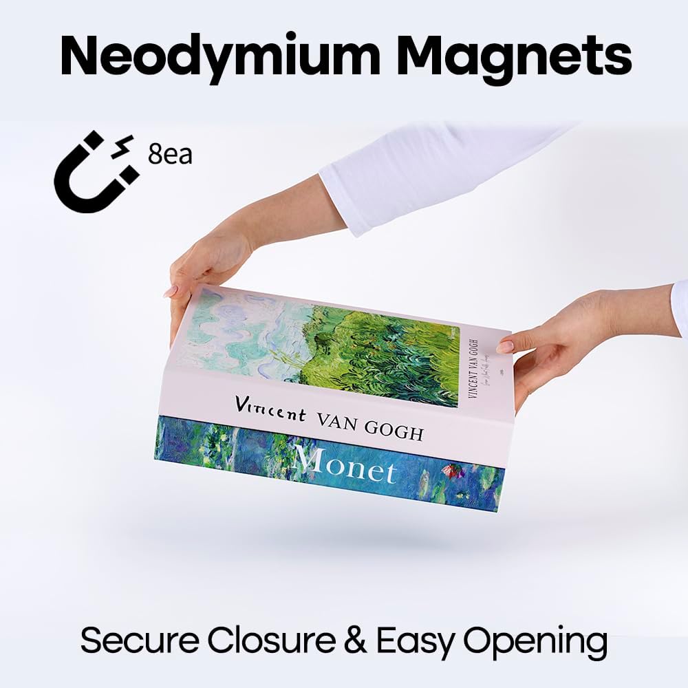 Book Shape Decorative Cable Management Box - Expandable Cable Organizer Box with Magnetic Closure for Home & Office (GoghMonet, Standard)