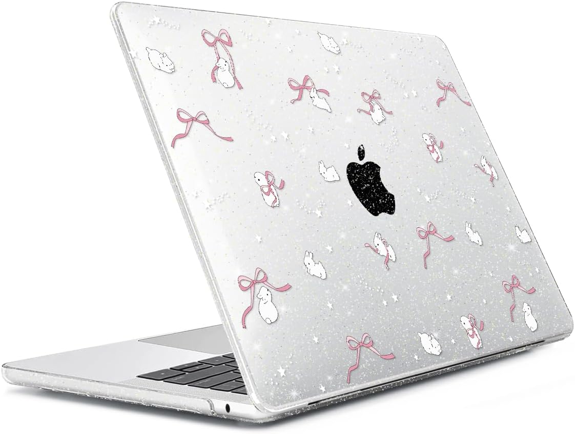 for 2025 2024 2023 2022 MacBook Air 13 inch Case M4 A3240 M3 A3113 M2 A2681 with Touch ID& 13.6" Liquid Retina Display, Plastic Hard Shell&Keyboard Cover&Screen Film&Webcam Cover, Bunny-P