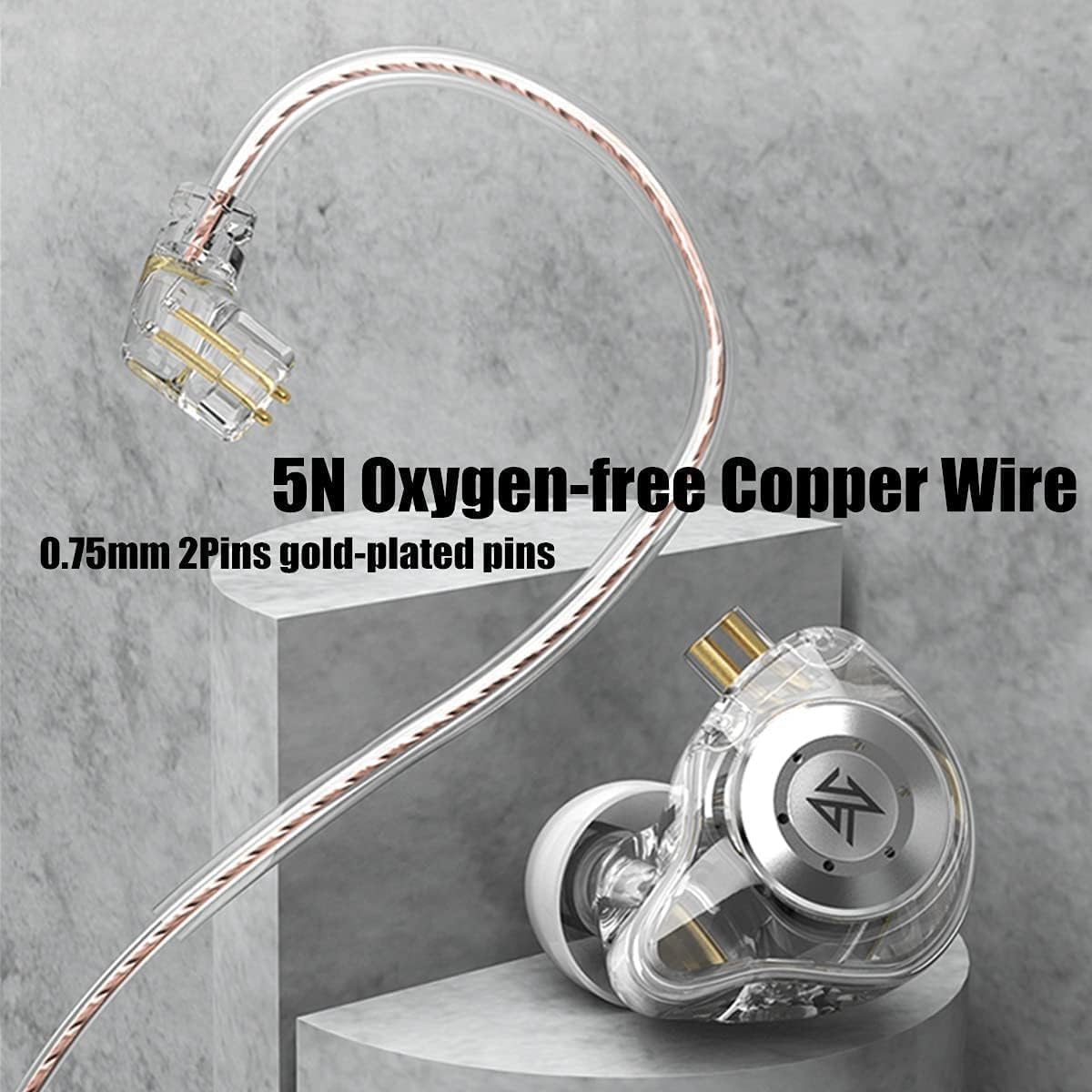 keephifi KZ EDX Pro in Ear Monitors with Microphone KZ IEM Earphones Dual DD HiFi Stereo Sound Wired Earphones Noise Cancelling Earbuds for Musicians Singer Audiophiles (White, with Mic)