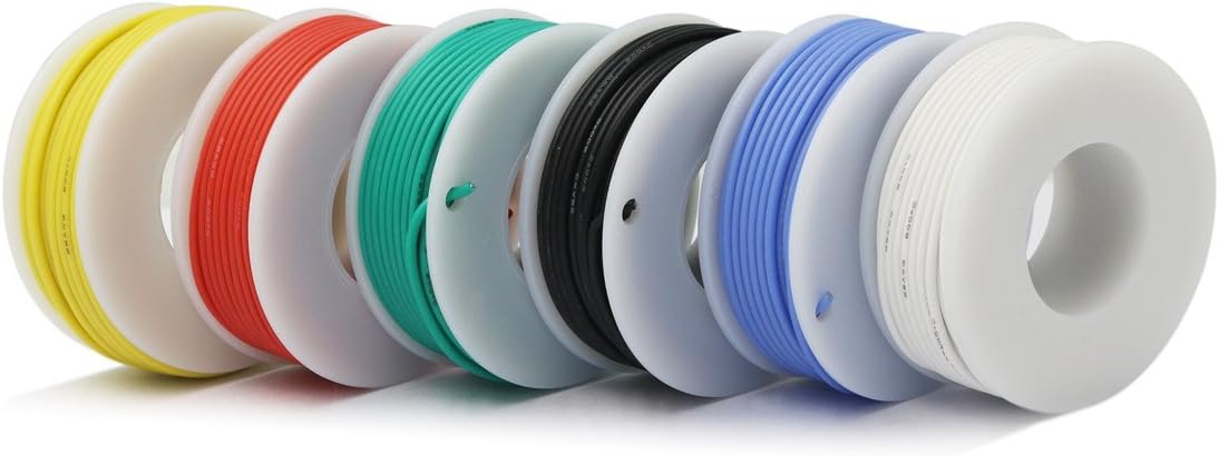 Hook up Wire Kit (Stranded Wire Kit) 18 Gauge Flexible Silicone Rubber Electric Wire 6 Colors 16.4 feet Each 18 AWG