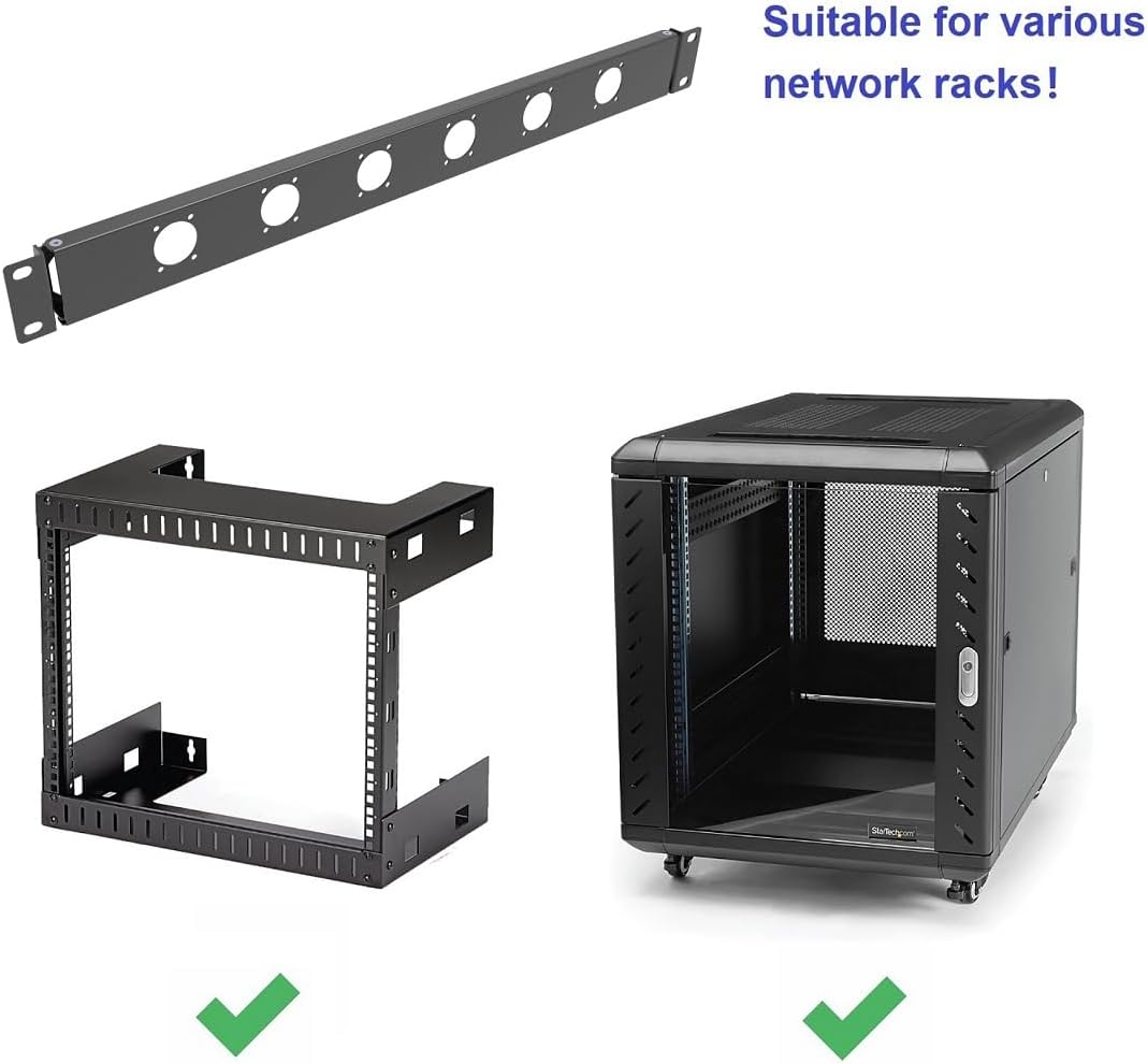 1U Hinged Rack Panel 6D XLR HDMI Audio Rack Mount Panel for 19 inches Rack Mount (6D)