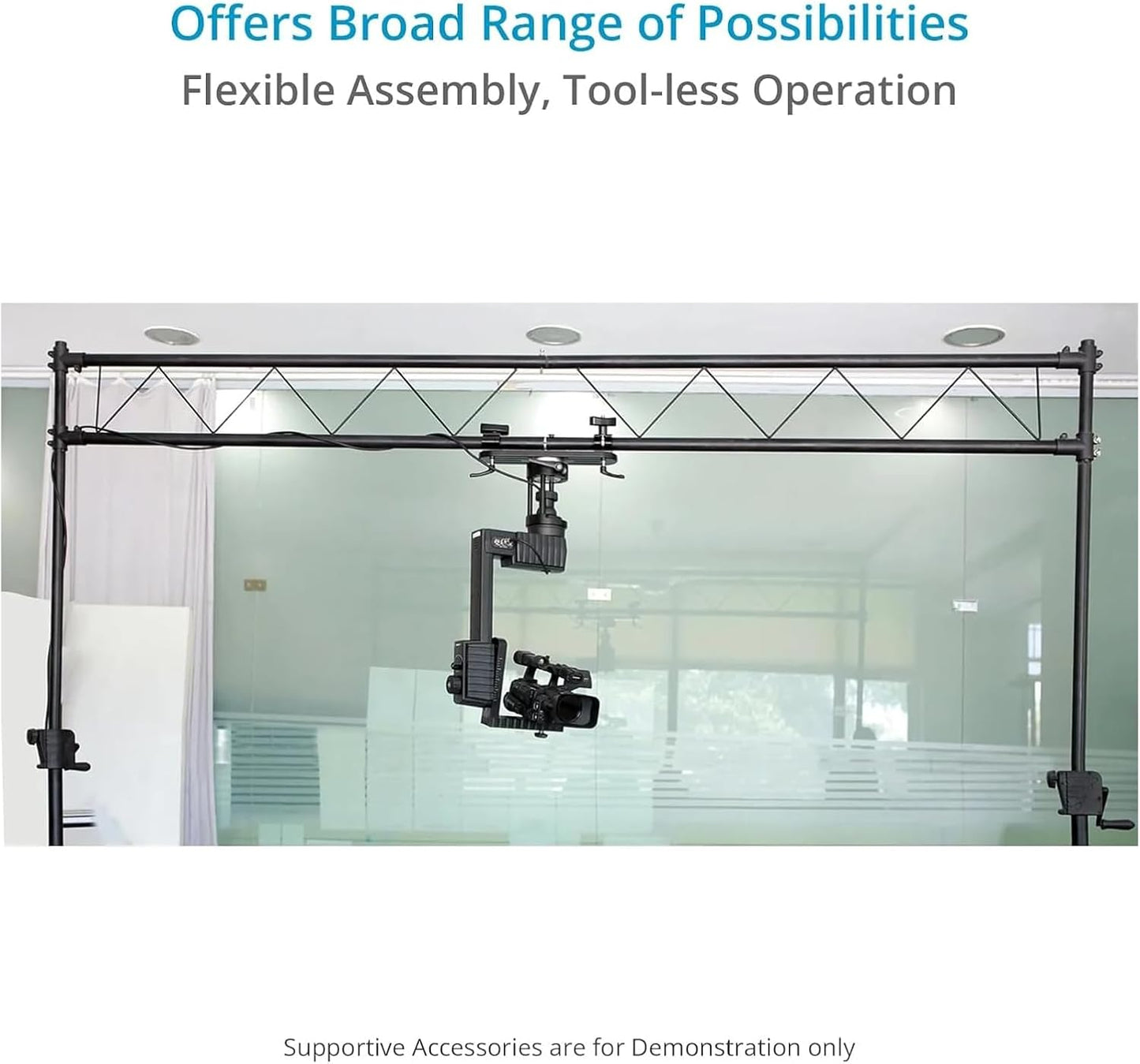PROAIM Truss/Scaffold Connection Plates – Mitchell Mount. Rigging Adapters for Overhead Shots. for Wall Spreader Rod/Poles/Grids. 360° Swivel Clamps, Robust & Secure - 50kg Payload