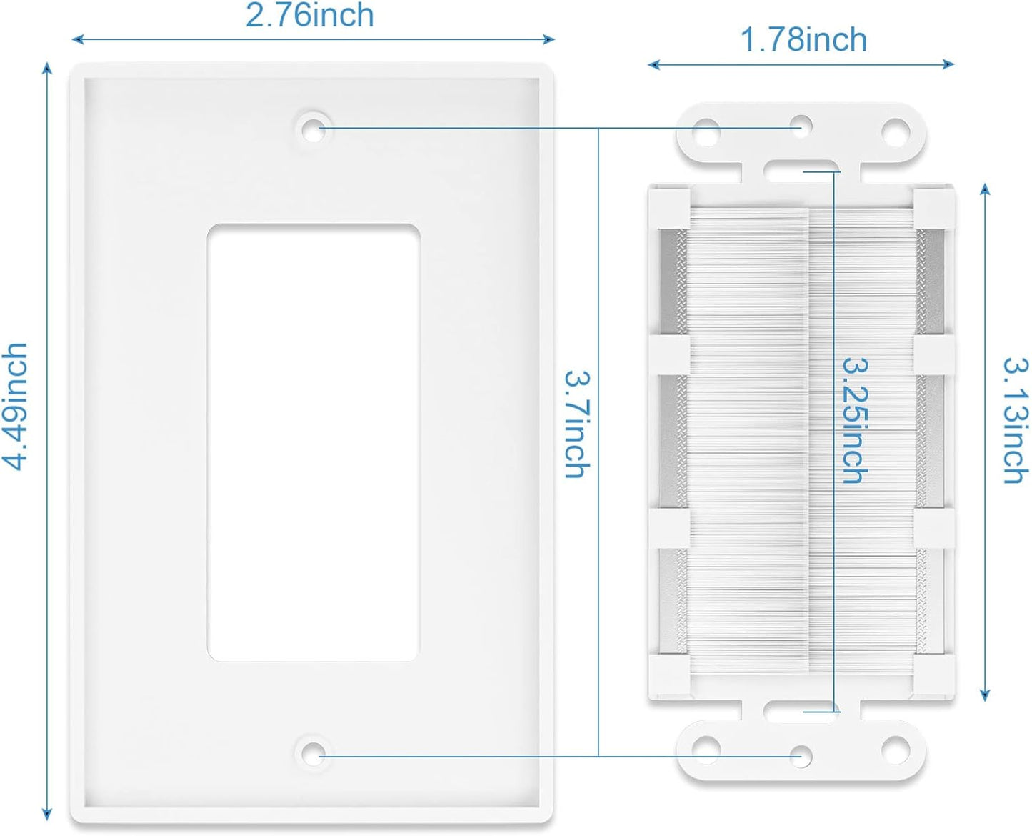 Iwillink Brush Wall Plate (10 Pack), Cable Pass Through Insert for Wires, Single Gang Cable Access Strap, Wall Socket for HDTV, Home Theater Systems