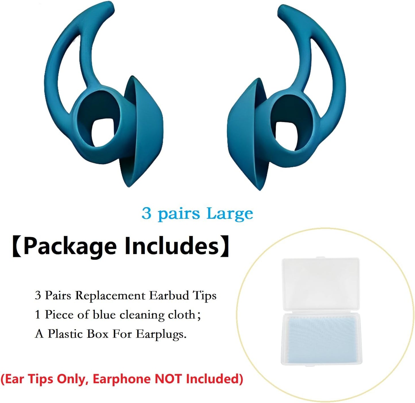 3 Pairs Large Earbud Tips Compatible with Bose QuietComfort and Sport Earbuds