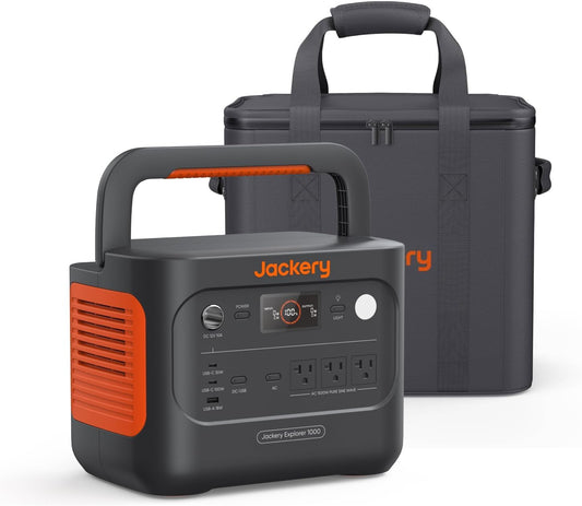 Jackery Explorer 1000 v2 Portable Power Station and Carrying Bag, 1070Wh LiFePO4 Battery,1500W AC/100W USB-C Output, 1 Hr Fast Charge, Solar Generator for for Outdoor, Camping
