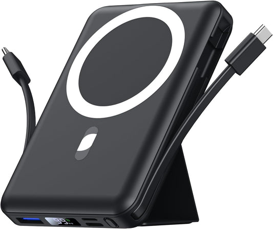 Azmuth for Magsafe Battery Pack, 10000mAh Magnetic Power Bank 22.5W PD Fast Charging with USB-C Cable LED Display Wireless Portable Charger for Magsafe with Stand for iPhone 16/15/14/13/12/Pro/Pro Max