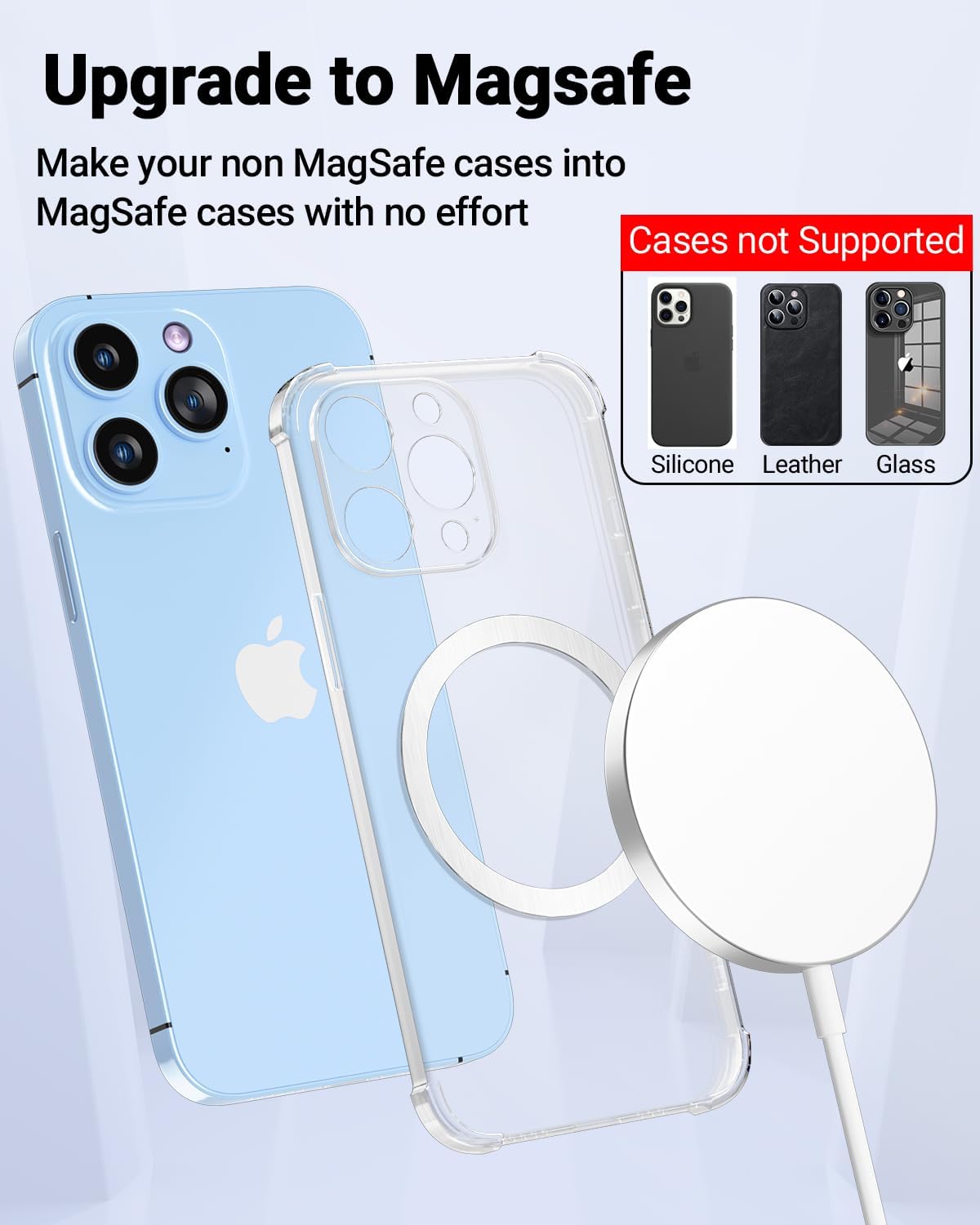 Magnetic Wireless Charging Magsafe Ring-6 PCS,Ultra-Thin(0.4mm) Magsafe Sticker, Compatible with iPhone 16/15/14/13 Series,Samsung Galaxy,Google Pixel Series,Magsafe Accessories-3Black&3Silver