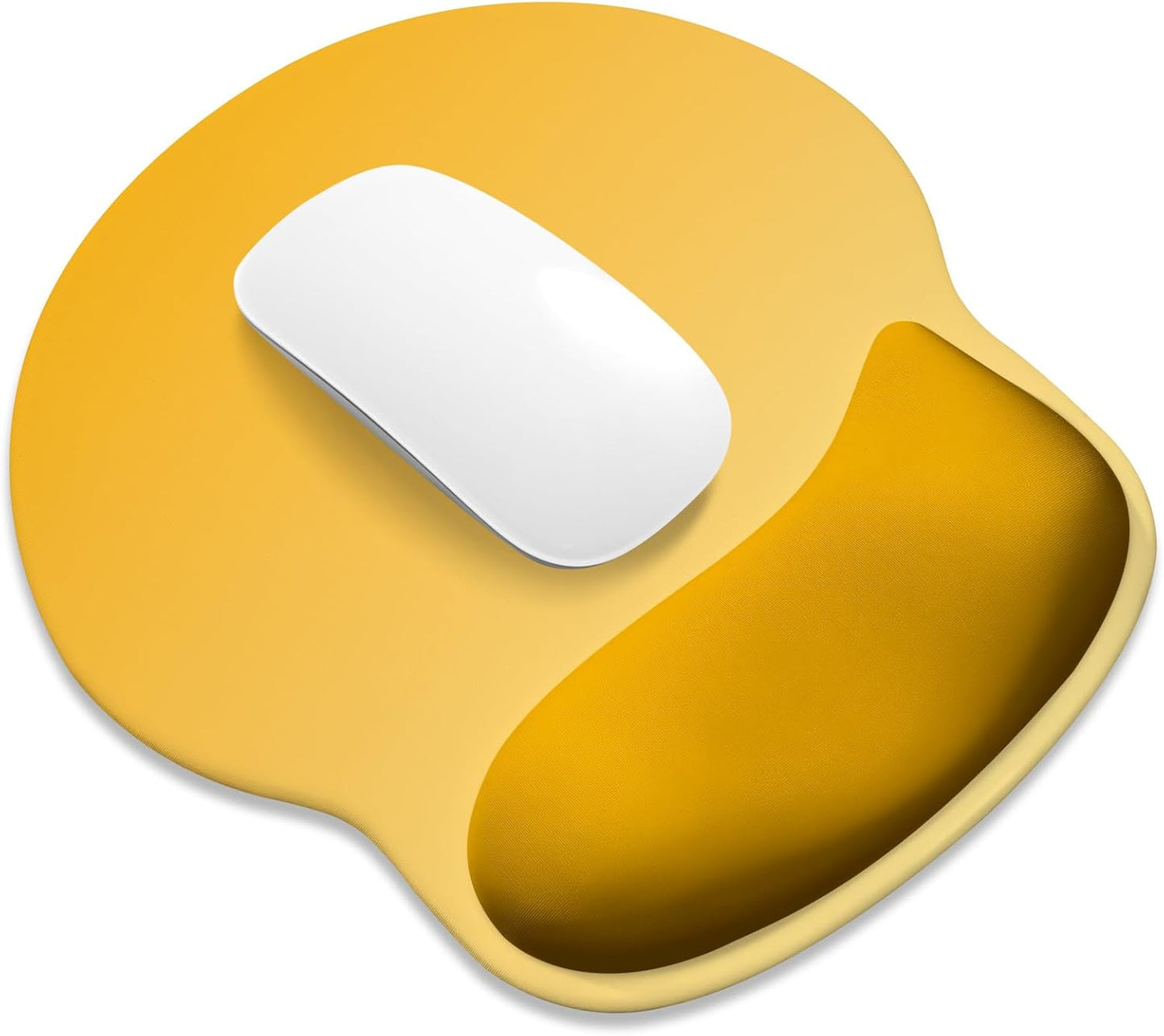 ITNRSIIET Ergonomic Mouse Pad with Wider Memory Foam Wrist Rest +17% - Curved Cushion Reduces Pressure 20%, Pain Relief, Non-Slip, Smooth, Cute Colors, 9.85 x 9 in, Yellow Gradient