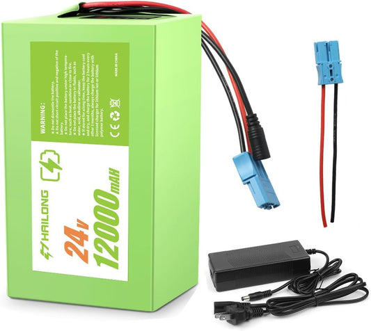 24V 12Ah Battery for Kids Ride-On Toys Compatible with Power Wheels & UTVs | Lightweight Replacement with 2A Charger | 7S4P 29.4V (24V12Ah)