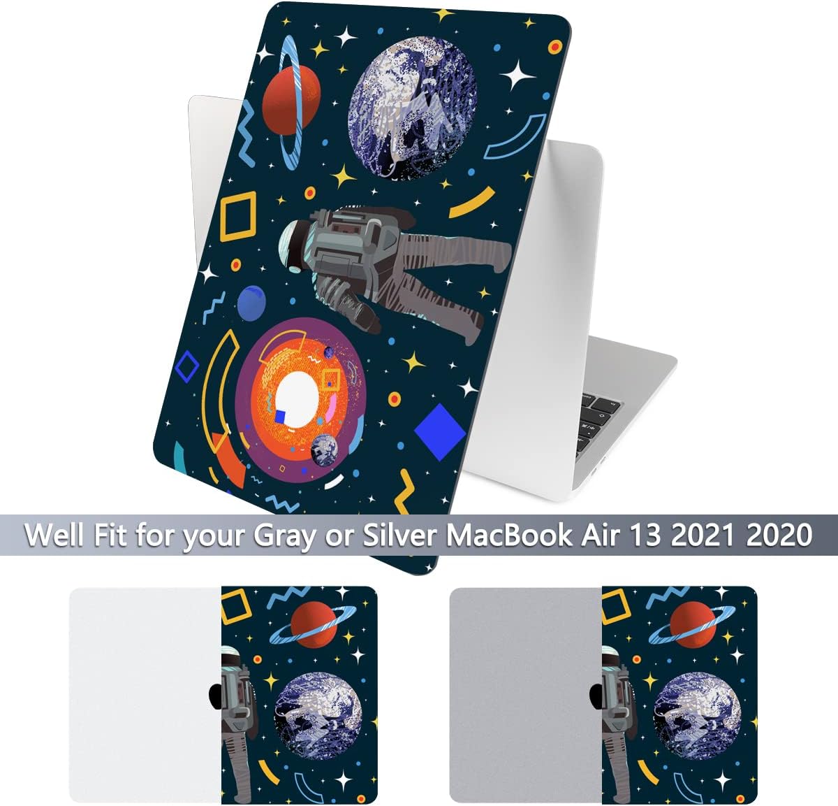 Batianda Design Case for New MacBook Air 13 Inch Model A2337 M1 A2179 A1932 2021 2020 2019 Release,3D Painted Hard Shell with Keyboard Cover & Screen Protector, Astronaut Planet