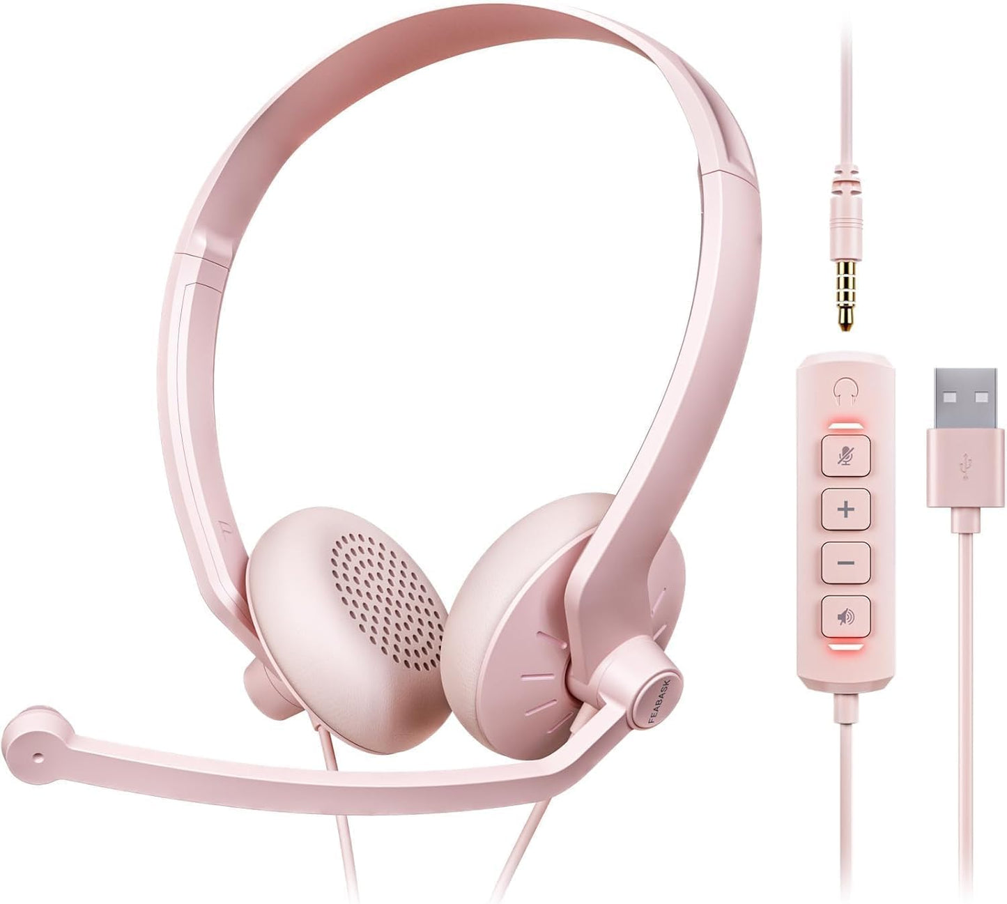 Headset with Microphone for PC - Wired USB Headset Computer Headphones with Microphones