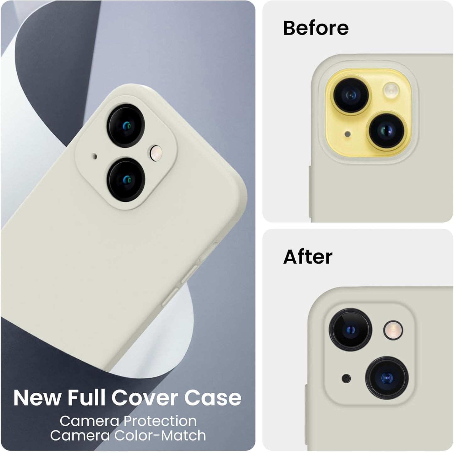 FireNova Designed for iPhone 14 Case, Silicone Upgraded [Camera Protection] Phone Case with [2 Screen Protectors], Soft Anti-Scratch Microfiber Lining Inside, 6.1 inch, Stone