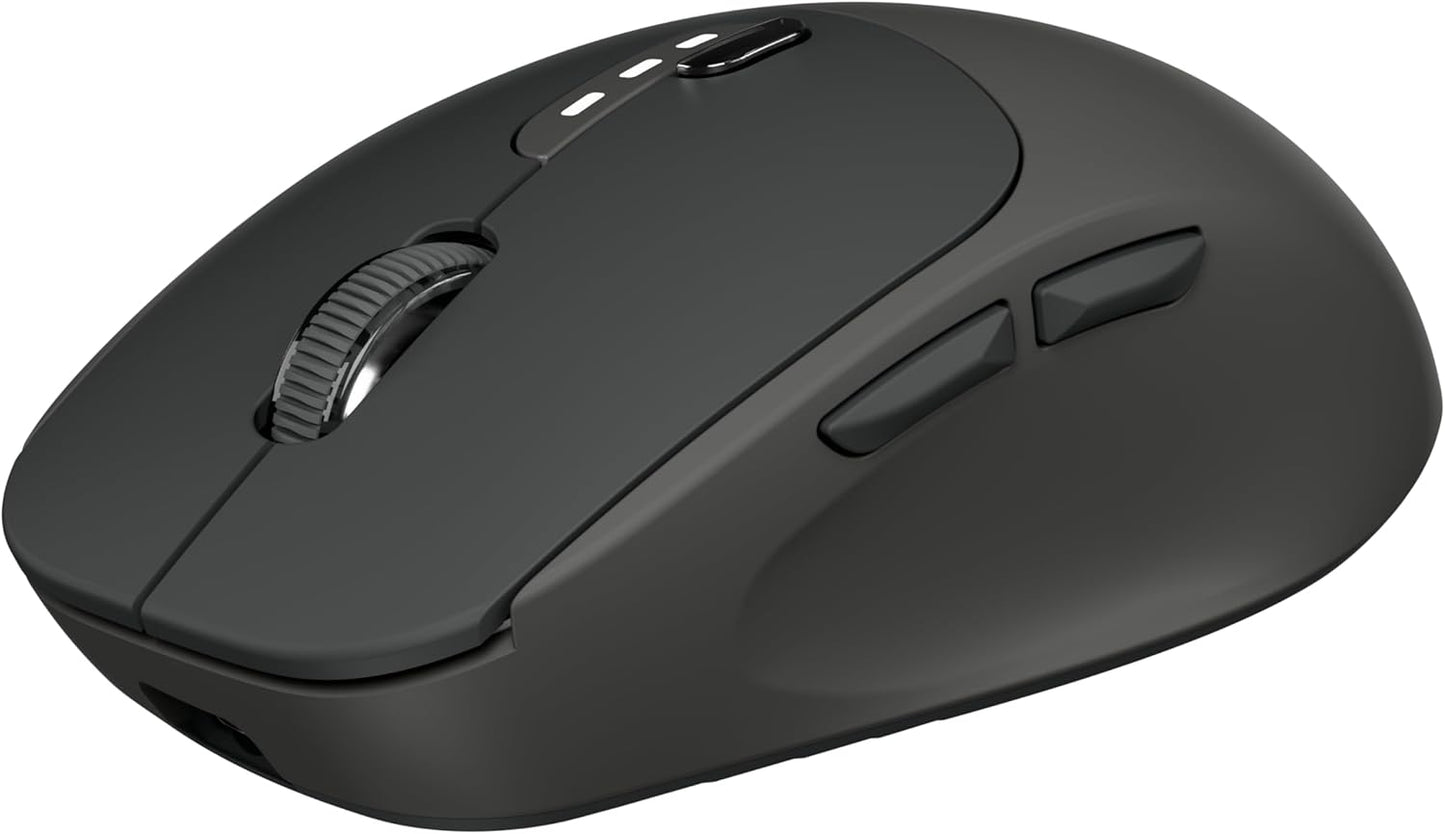 EWEADN Q5 Wireless Mouse, Bluetooth & 2.4G Quiet Computer Mouses with 1600 DPI, Battery Level Display, Ergonomic Office Mouse,6 Button Portable Cute Cordless Mice for Laptop/PC/Mac- Black