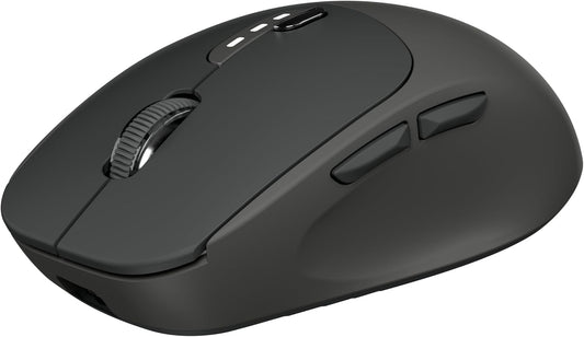 EWEADN Q5 Wireless Mouse, Bluetooth & 2.4G Quiet Computer Mouses with 1600 DPI, Battery Level Display, Ergonomic Office Mouse,6 Button Portable Cute Cordless Mice for Laptop/PC/Mac- Black
