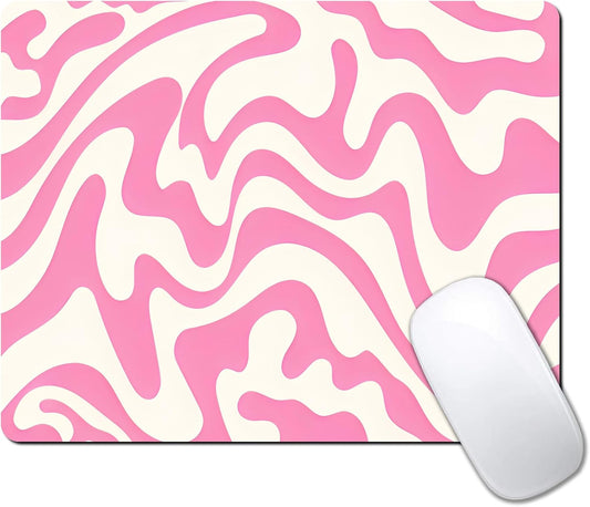 Abstract Pink Topographic Custom Mouse Pad with Non-Slip Rubber, Small Square Design for Wireless Laptop & Computer Mouse Pads for Desk, 9.5 x 7.9 inch Smooth Surface for Gaming & Office
