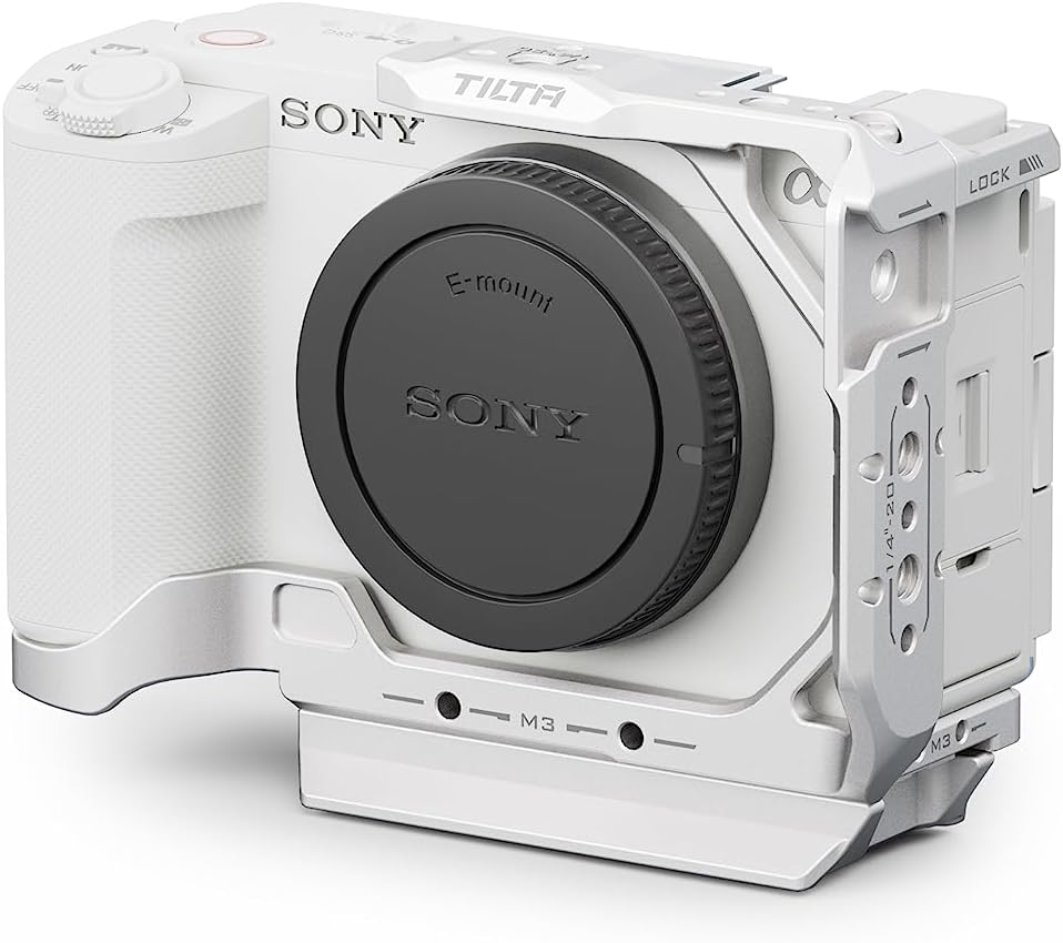 Tilta Half Camera Cage for ZV-E1 | Cold Shoe, NATO Rail, M3 and 1/4""-20 Threads Mounts | Silver