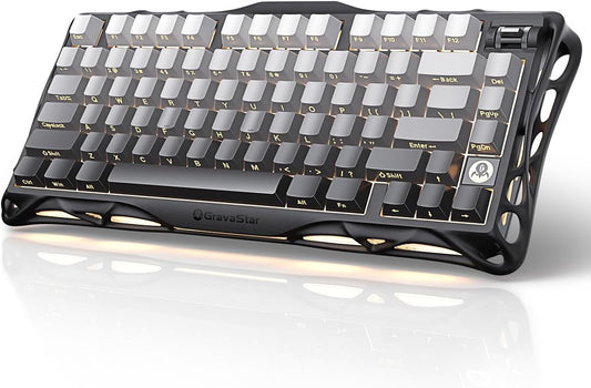 GravaStar Mercury K1 75% Wireless Mechanical Gaming Keyboard, Aluminum Alloy, Gasket Compact Custom Keyboard Hot-Swap Socket, Linear Switches, RGB Backlit - Gradient Black