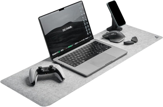 DELTAHUB - Minimalistic Felt Desk Protective Pad, Anti-Fray, Anti-Slip, Easy to Clean, Easy Glide, Long Lasting, Sleek Design, Comfortable, Resistant, Desk Mat, PC, Mac, Laptop - Medium (12x35inch)