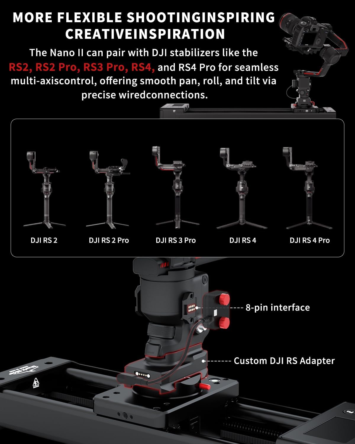 IFOOTAGE Shark Slider Nano II 660,Motorized Camera Slider,Compatible with DJI RS2, RS2Pro, RS3 Pro, RS4, RS4 Pro,Video Stabilizer Rail,Video,Timelapse,Panorama,Stop Motion,Marco,Max.Payload 15.4lbs