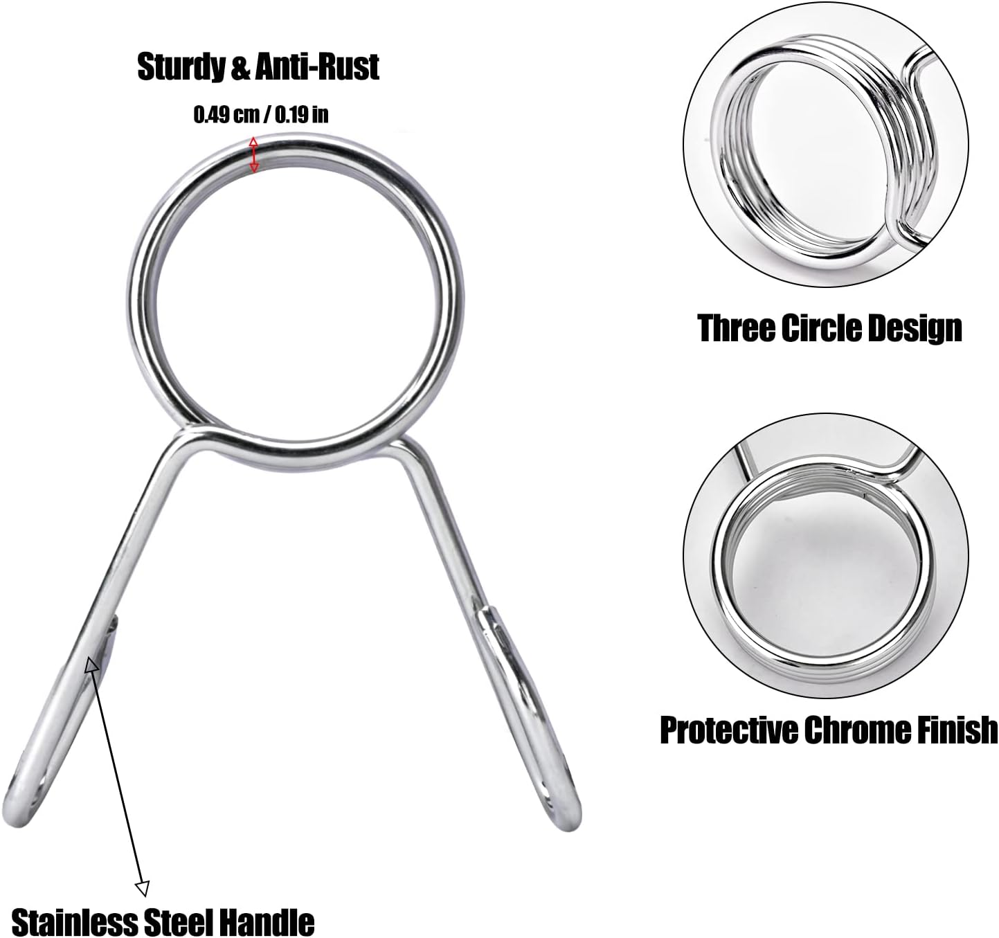 AccEncyc Spring Clip Collars 2 Inch Olympic Barbell Clamps Dumbbell Clips Weight Bar Clips for Weightlifting, Powerlifting, Strength Training