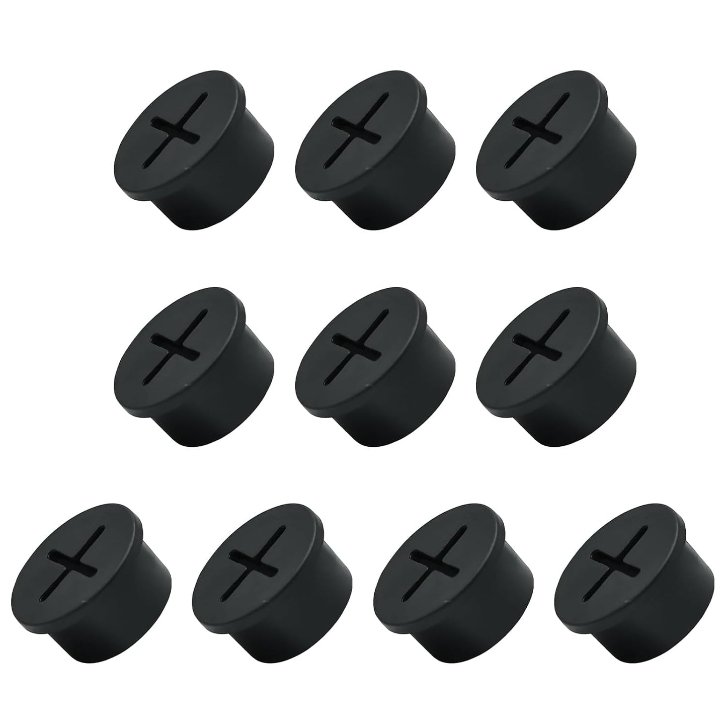 10Pcs Desk Grommet, 3/4" (20mm) Black Silicone Cord Hole Cover, Flexible Rubber Wire Grommets, Wall Grommets for Cables Management, Table, Countertop, Cabinets and Furnitures Wire Organizer