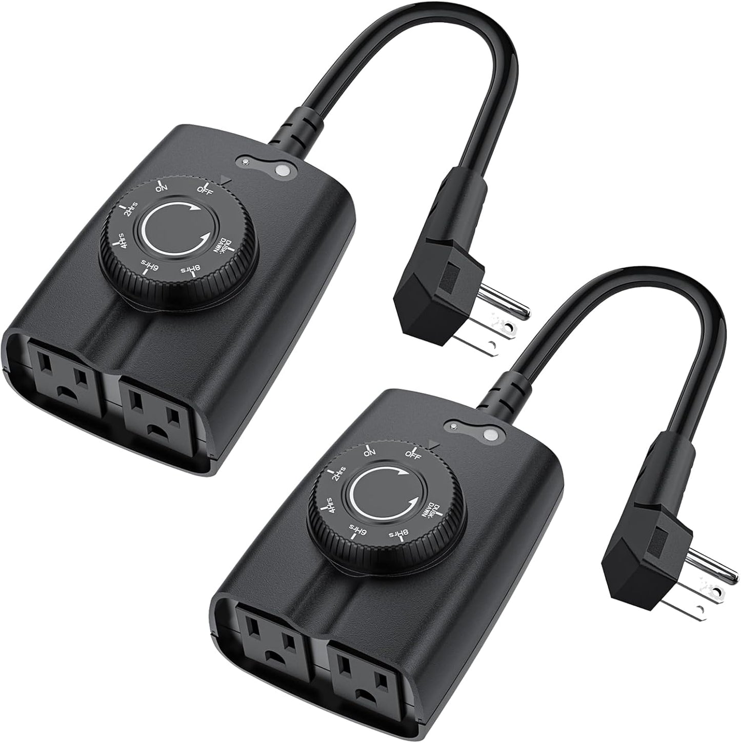 G-Homa Outdoor Timer, Dusk to Dawn Timer, Outdoor Light Timers Waterproof, 2 Grounded Outlets Timers for Christmas Lights, 15A 1/2HP, CSA Listed, Light Sensor Timer 2Pack, Black, OT1004D