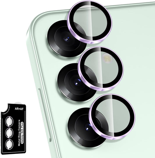 for Samsung Galaxy S25 Plus Camera Lens Protector, Individual Metal Ring Tempered Glass Lens Cover, [Strong Adsorption] Scratch Resistant Ultra-Thin HD Clear Lens Cover, 1 Set-Purple Ring