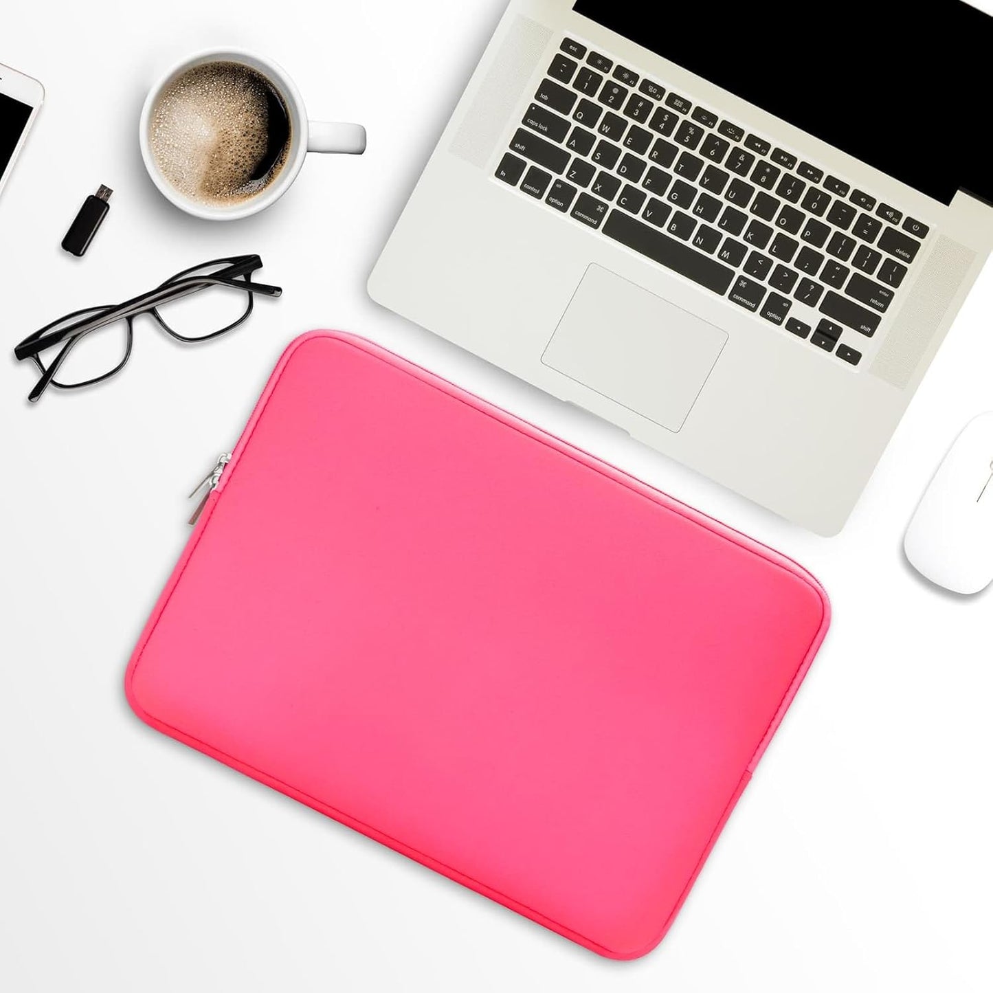 RAINYEAR 14 Inch Laptop Sleeve Protective Case Soft Lining Padded Zipper Cover Carrying Bag Compatible with 14" Notebook Computer Tablet Ultrabook Chromebook (Bright Pink, Upgraded Version)