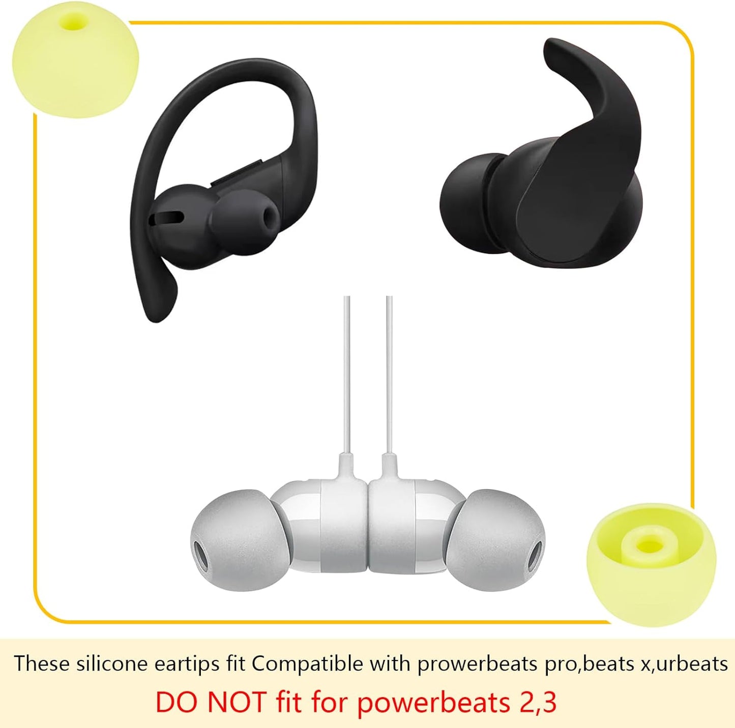 Earbud Replacement Tips Silicone Earbud Tips Ear Tips Compatible with Powerbeats Pro Beats Wireless Earphone Headphone Earbud Rubber Tips Eartips 4 Pairs