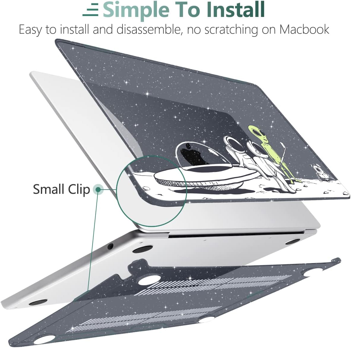 MEEgoodo Case for M4/M3/M2 MacBook Air 13.6 inch Case 2025 2024 2022, Fit Model A3240/A3113/A2681, Laptop Hard Shell with Keyboard Cover Compatible with MacBook Air 13 inch, Astronauts & Alien